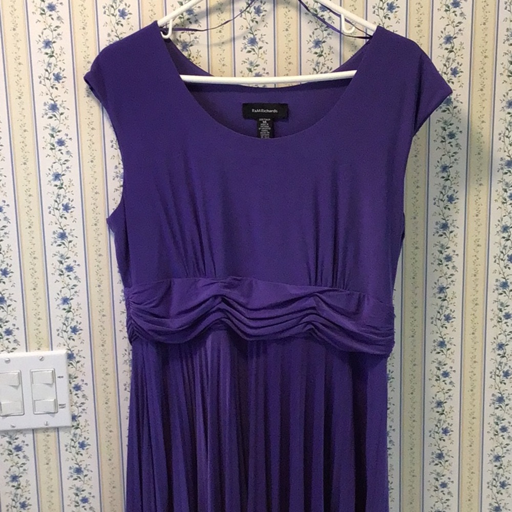 R & M Richards Purple High-Low Cap Sleeve Dress